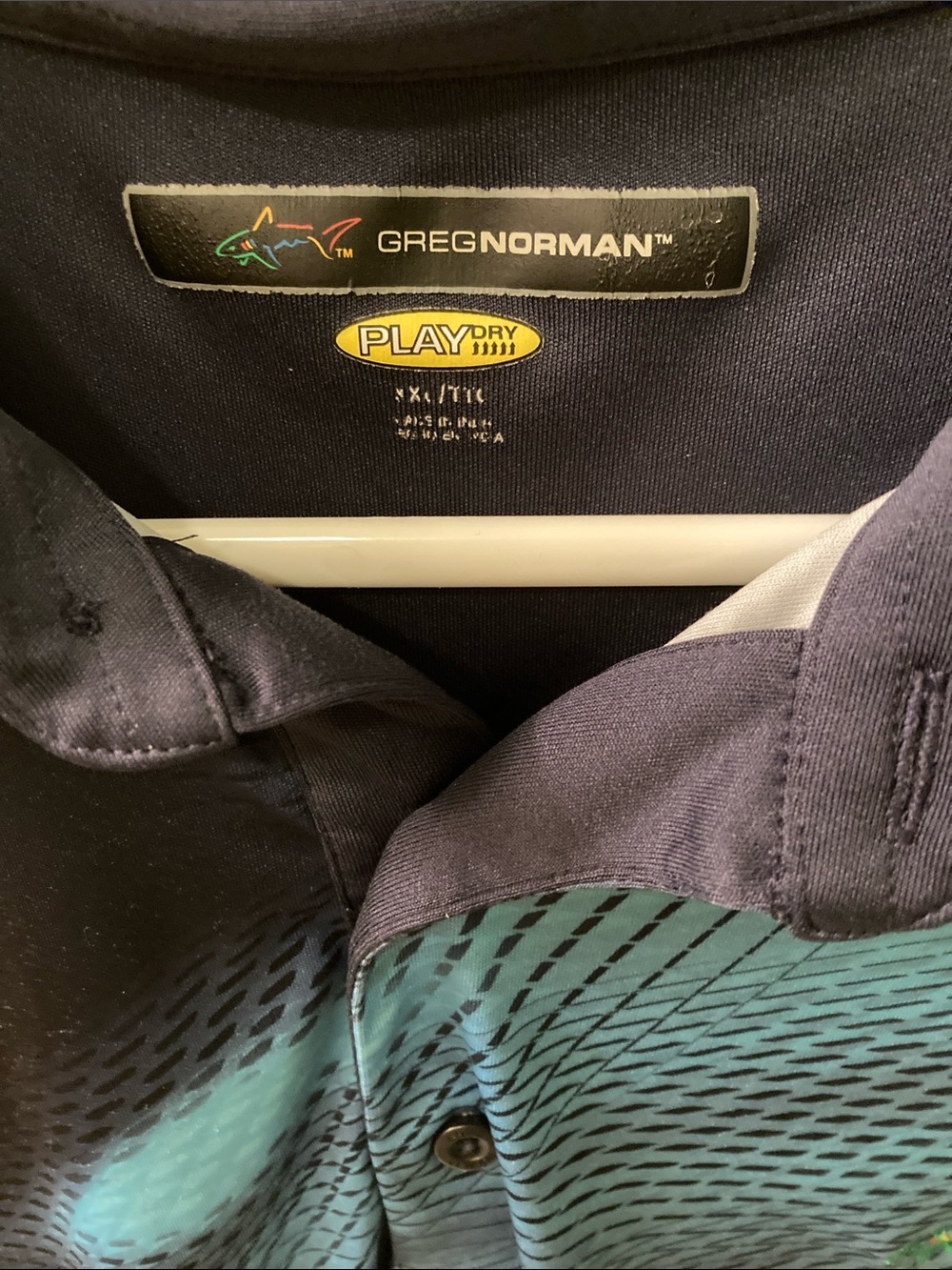 Greg Norman Collection Men's Navy and Teal Performance Polo